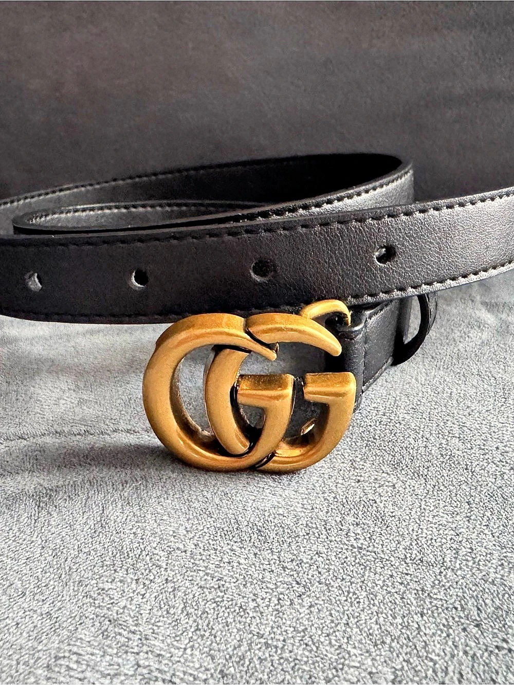 Gucci GG Marmont Thin Belt Black & Gold 75/ 30